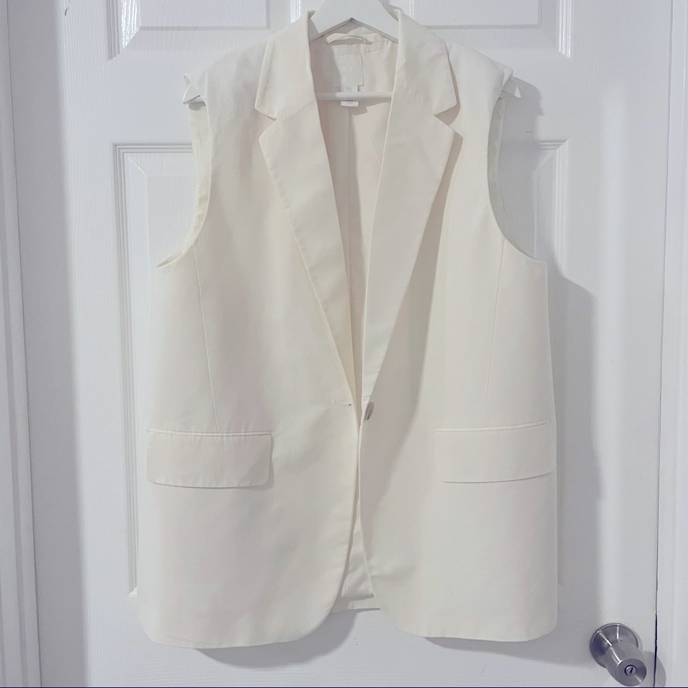🌟H&M🌟SLEEVELESS WHITE BLAZER SUIT VEST